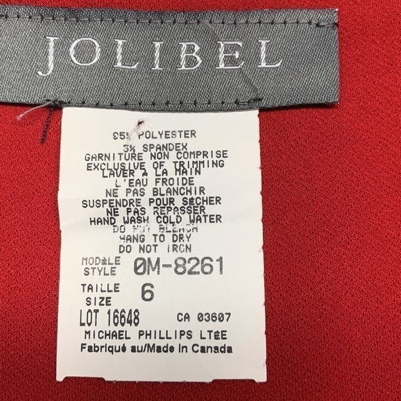 Jolibel Fully Lined Dress Size 6 Colour Red Made in Canada - Picture 3 of 9